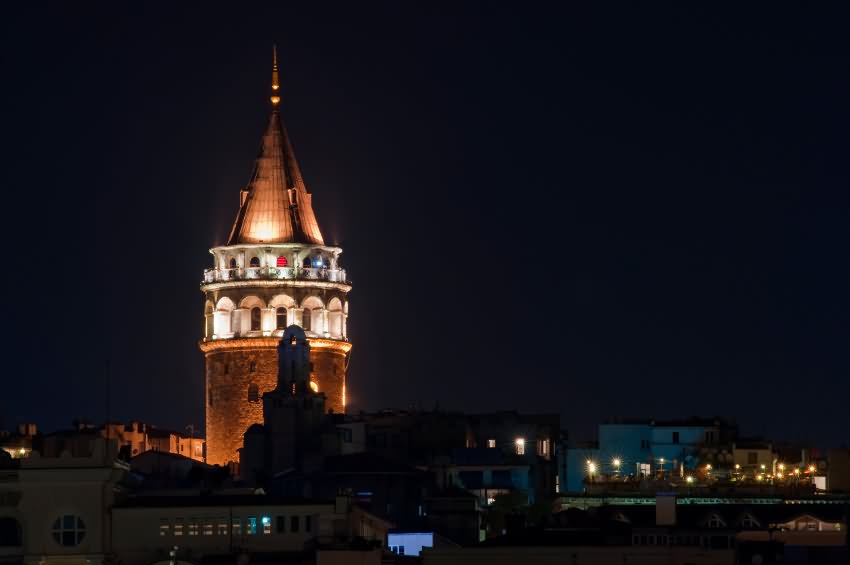 Night View Image Of The Galata Tower