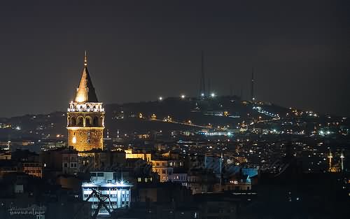 Night View Of Galata Tower