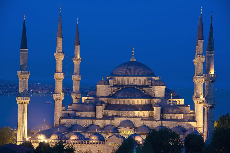 Night View Of The Blue Mosque, Istanbul