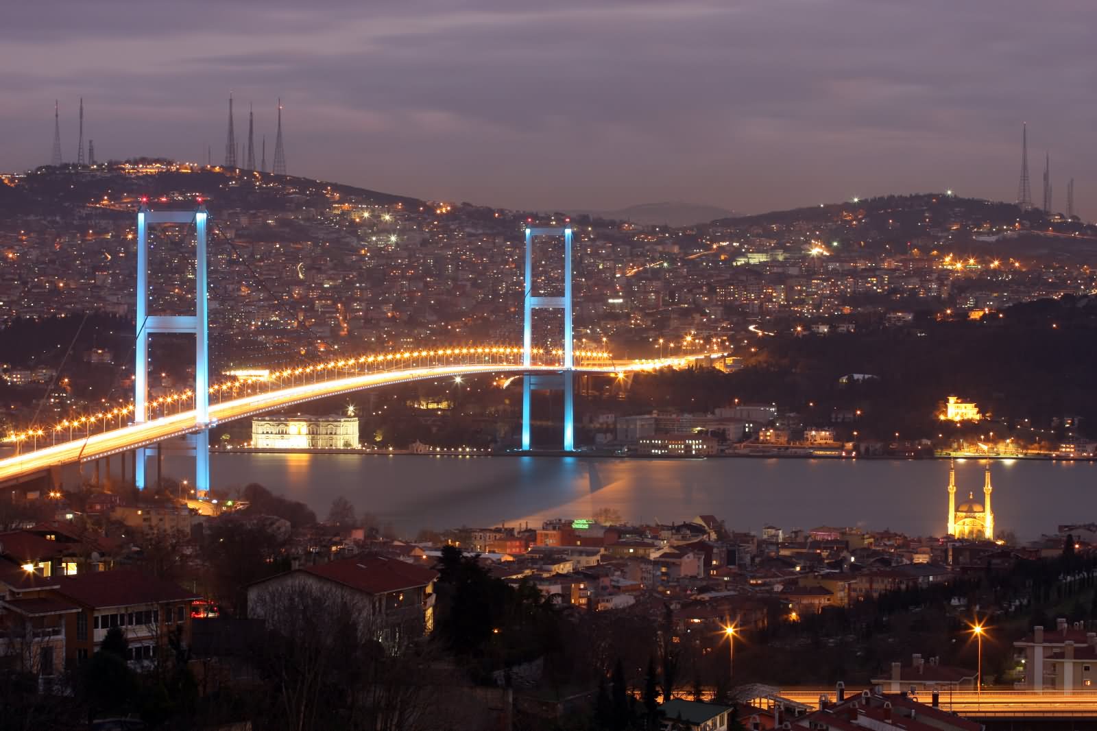Night View Of The Bosphorus Bridge At Night