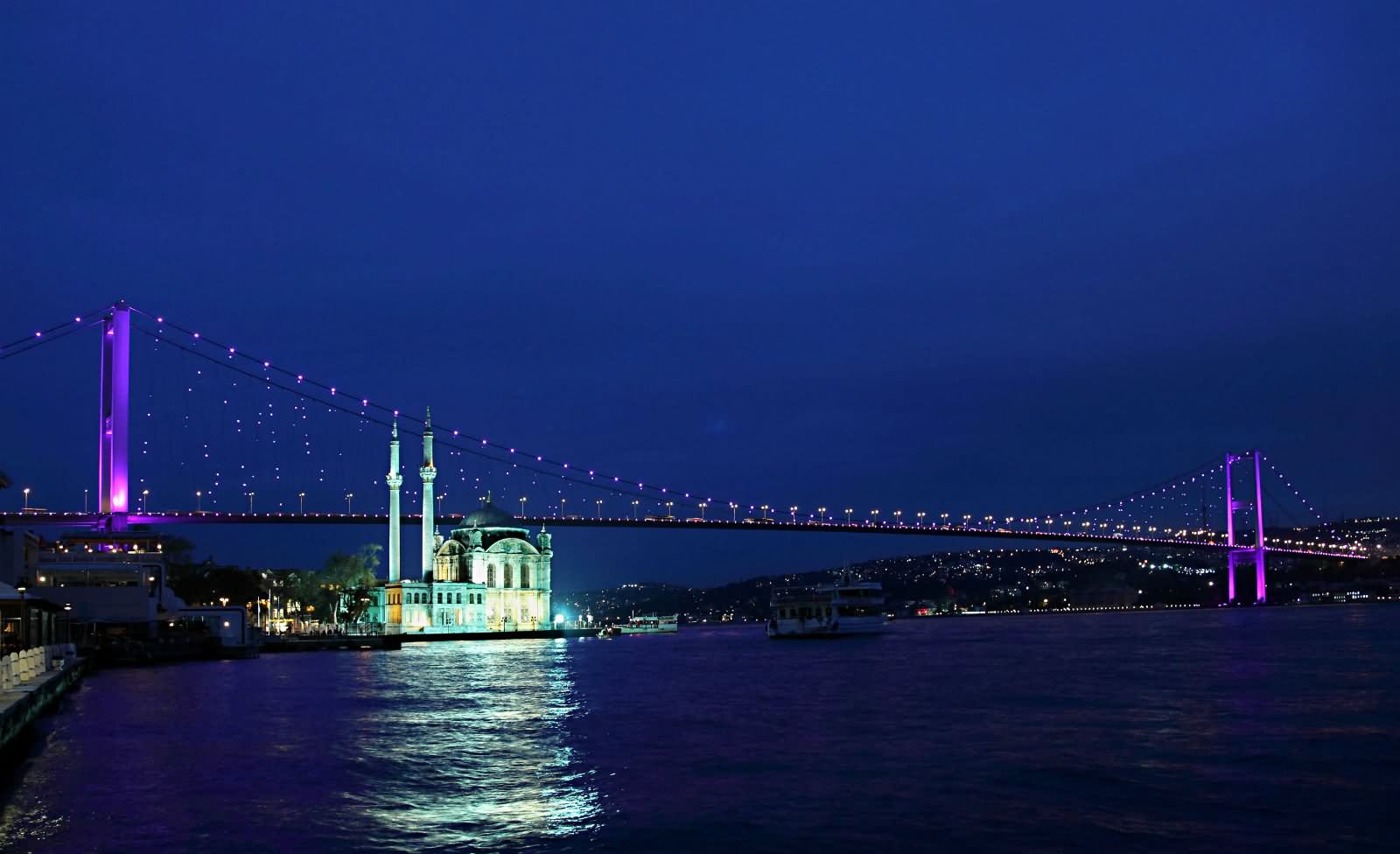 Ortakoy Mosque And Bosphorus Bridge At Night