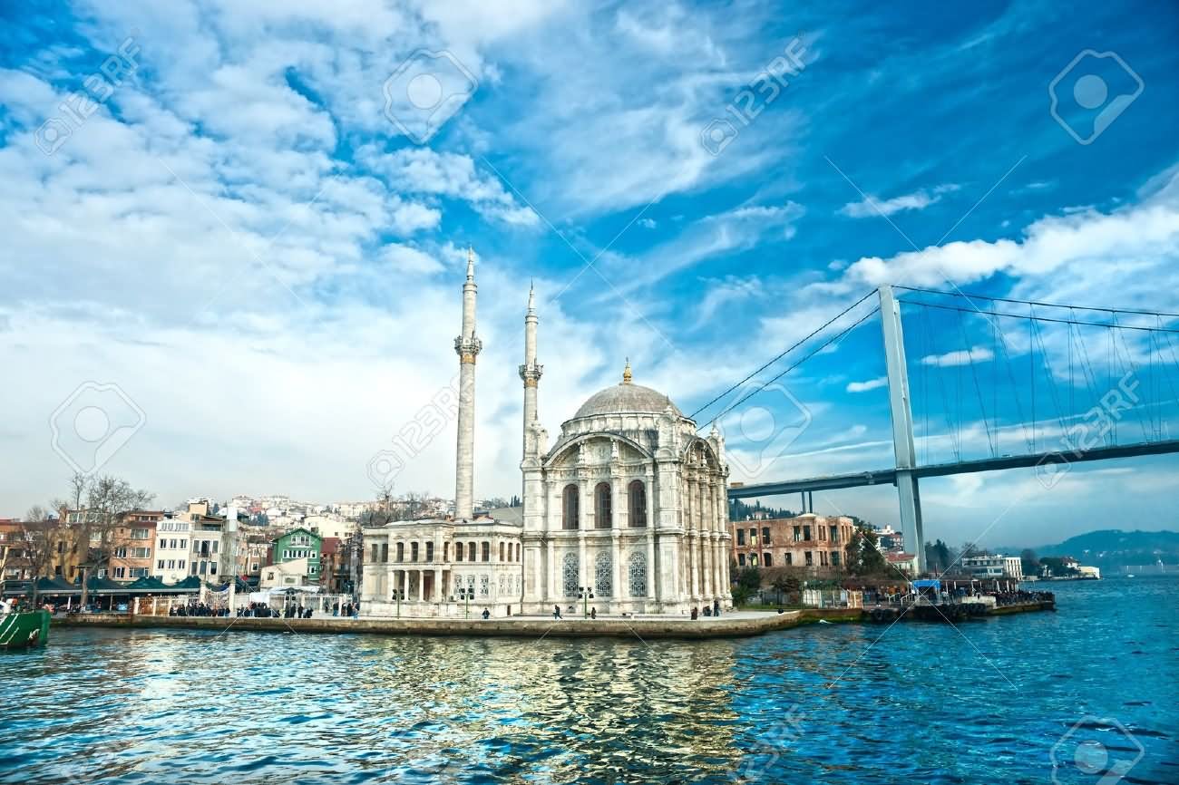 Ortakoy Mosque And Bosphorus Bridge In Istanbul, Turkey