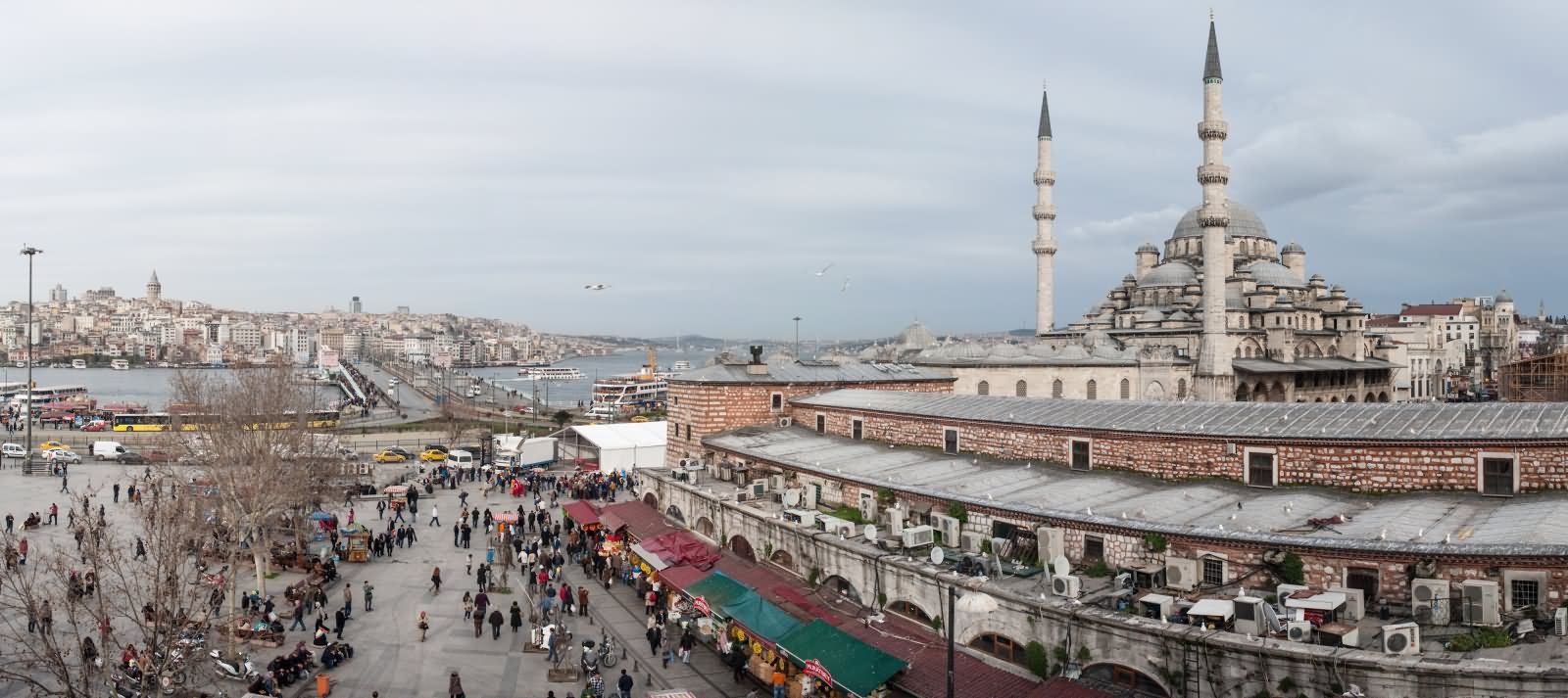 Panoramic View Of Yeni Cami Mosque In Istanbul