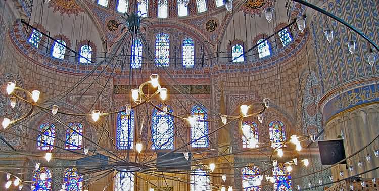 Picture Of The Interior Of The Blue Mosque In Istanbul, Turkey