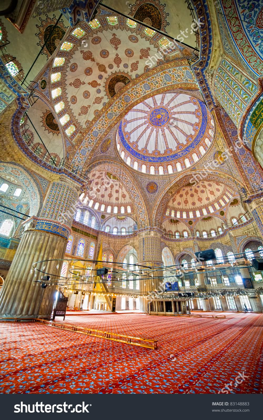 Prayer Hall Of Blue Mosque With Beautiful Architecture