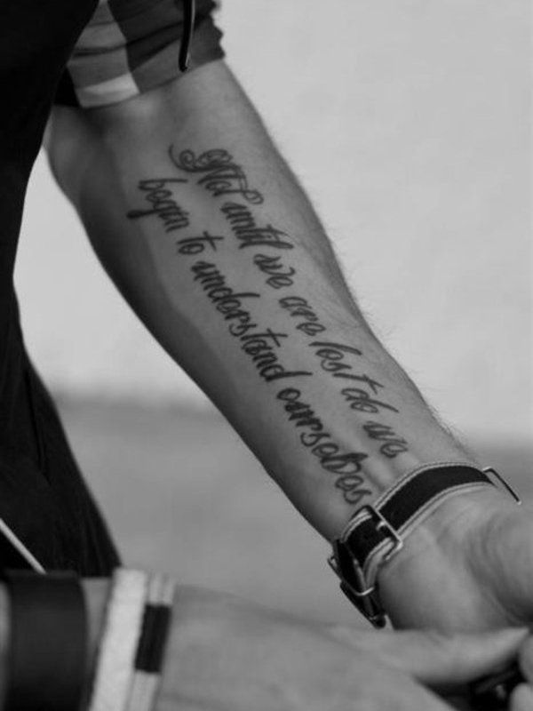 Quote Tattoo On Left Forearm