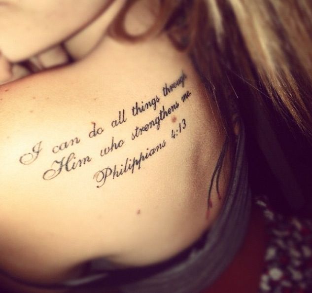 Quote Tattoo On Right Back Shoulder
