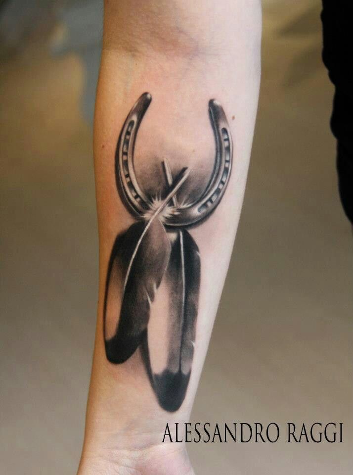 Realistic Horse Shoe Tattoo On Right Forearm