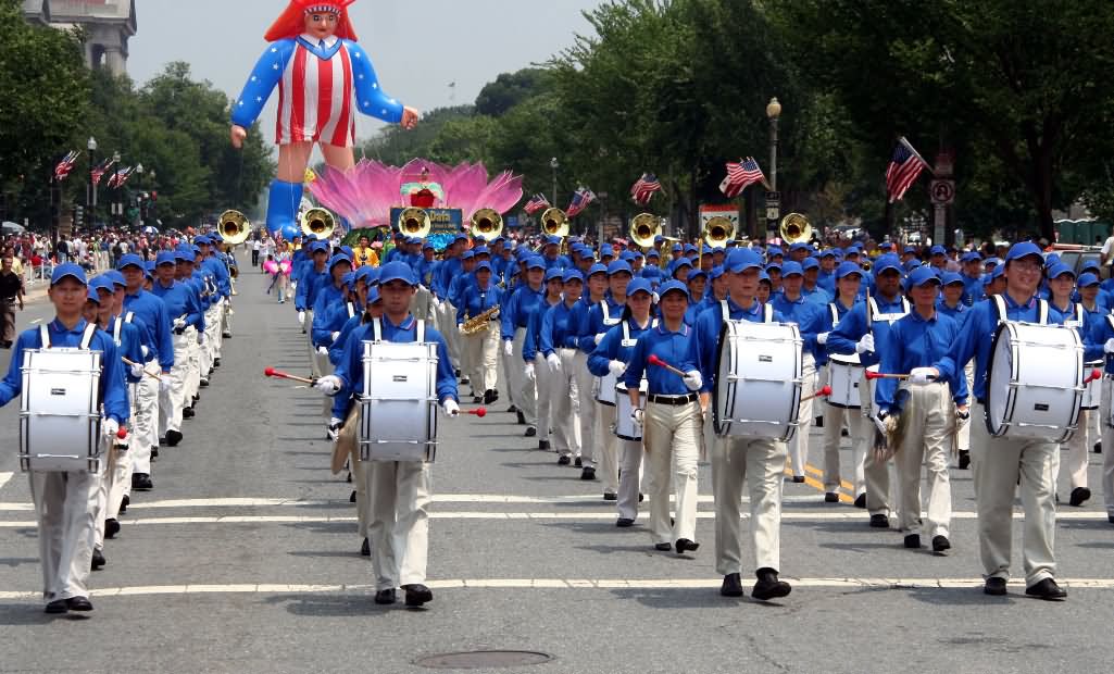 School Children Taking Part In United States Of America Independence Day Parade