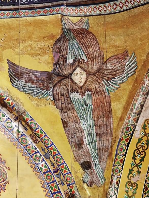 Seraphim Mosaic In Dome Pendentive Of Hagia Sophia Museum Istanbul