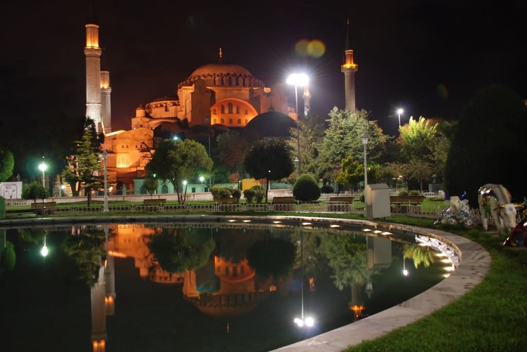 Side View Of Hagia Sophia Nigth View