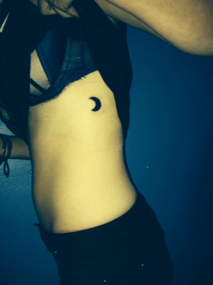 Silhouette Half Moon Tattoo On Girl Side Rib