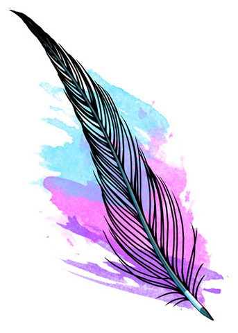 Simple Watercolor Feather Tattoo Design
