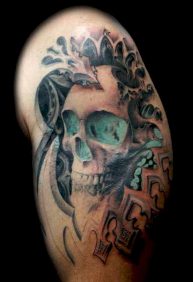 Skull Tattoo Design For Half Sleeve