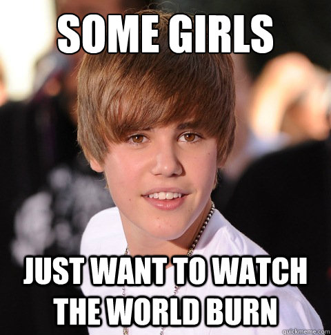 Some Girls Just Want To Watch The World Burn Funny Meme Picture