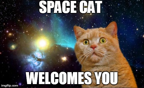 Space Cat Welcomes You Funny Meme Image