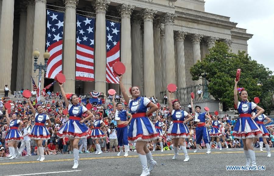 Street Performers Take Part In United States Of America Independence Day