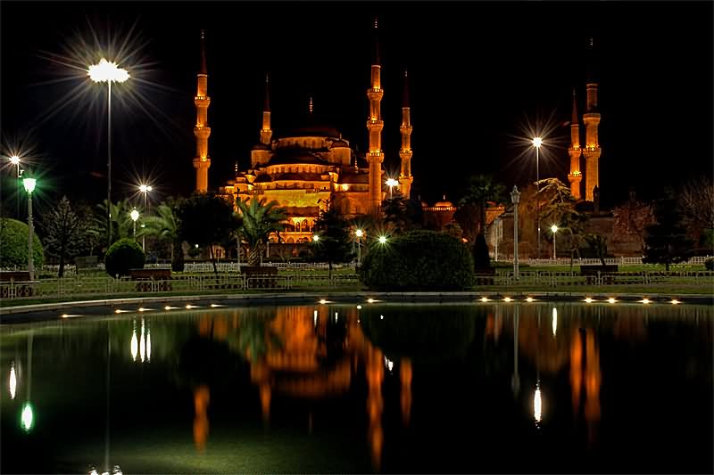 Stunning Night View Of The Blue Mosque, Istanbul