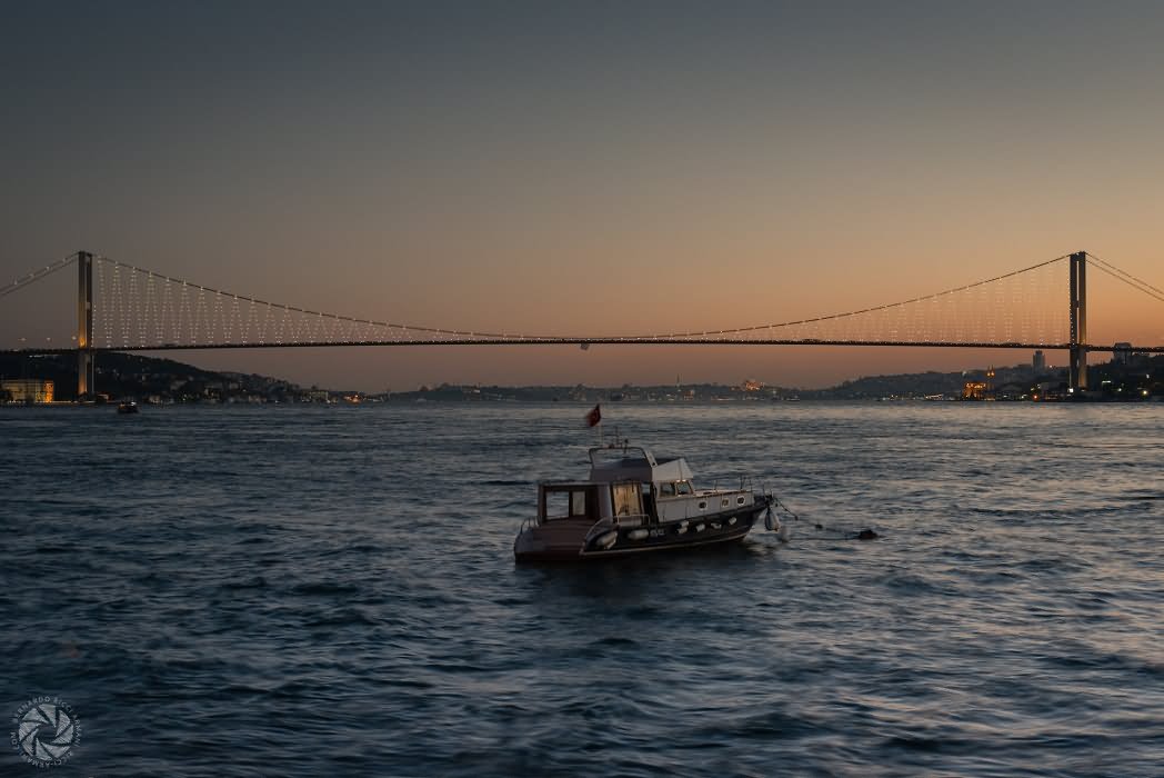 Sunset Behind The Bosphorus Bridge In Istanbul