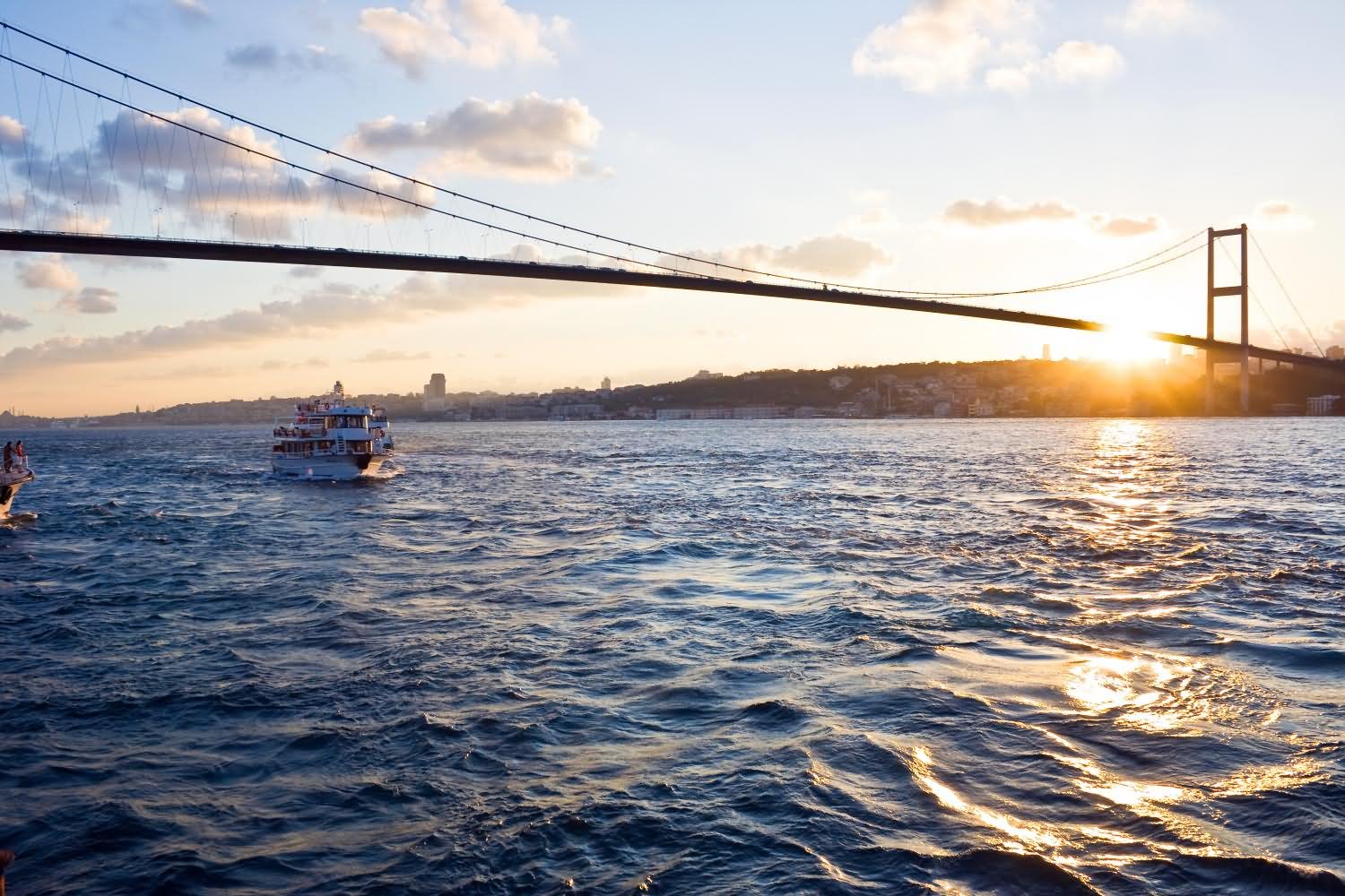 Sunset Over The Bosphorus Bridge At Istanbul