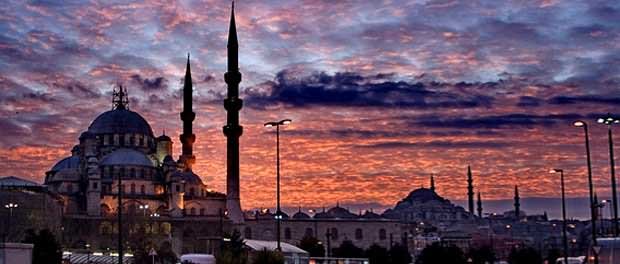 Sunset View Of The Yeni Cami In Istanbul