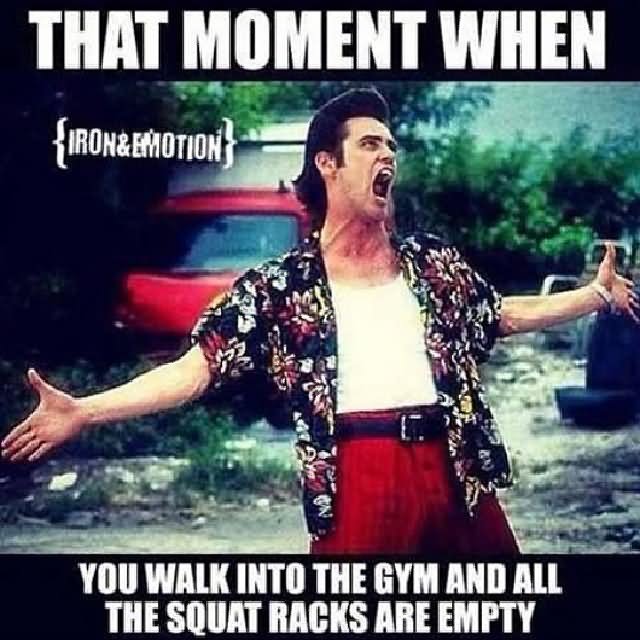 That Moment When You Walk Into The Gym And All The Squat Racks Are Empty Funny Muscle Meme Image