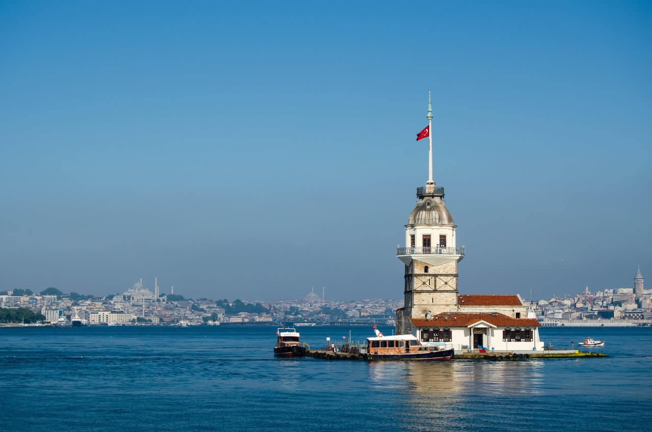 The Beautiful View Of The Maiden's Tower In Istanbul