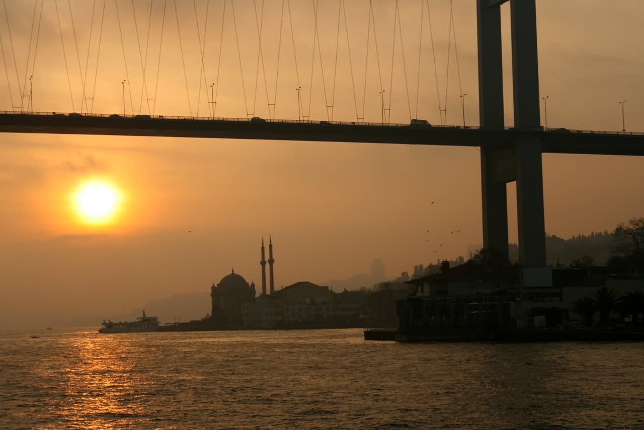 The Bosphorus Bridge In Istanbul Sunset View