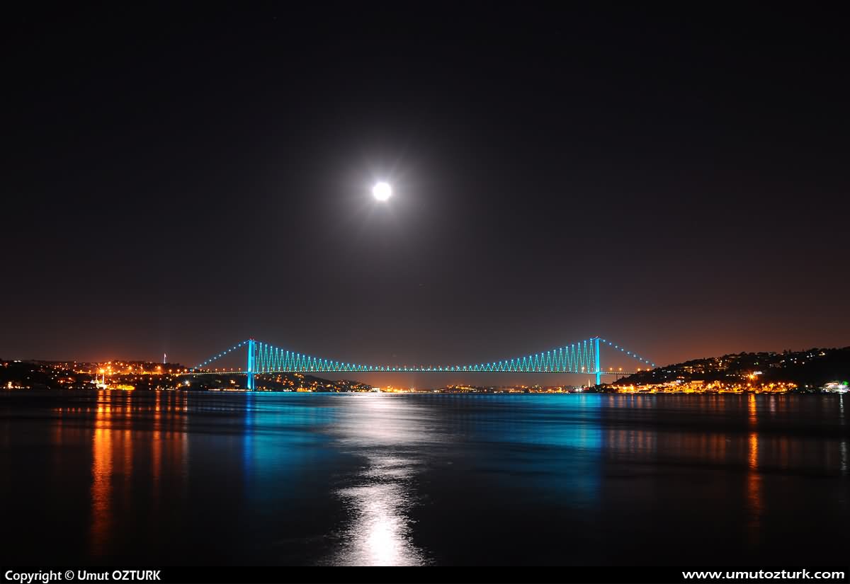 The Bosphorus Bridge With Moon Light