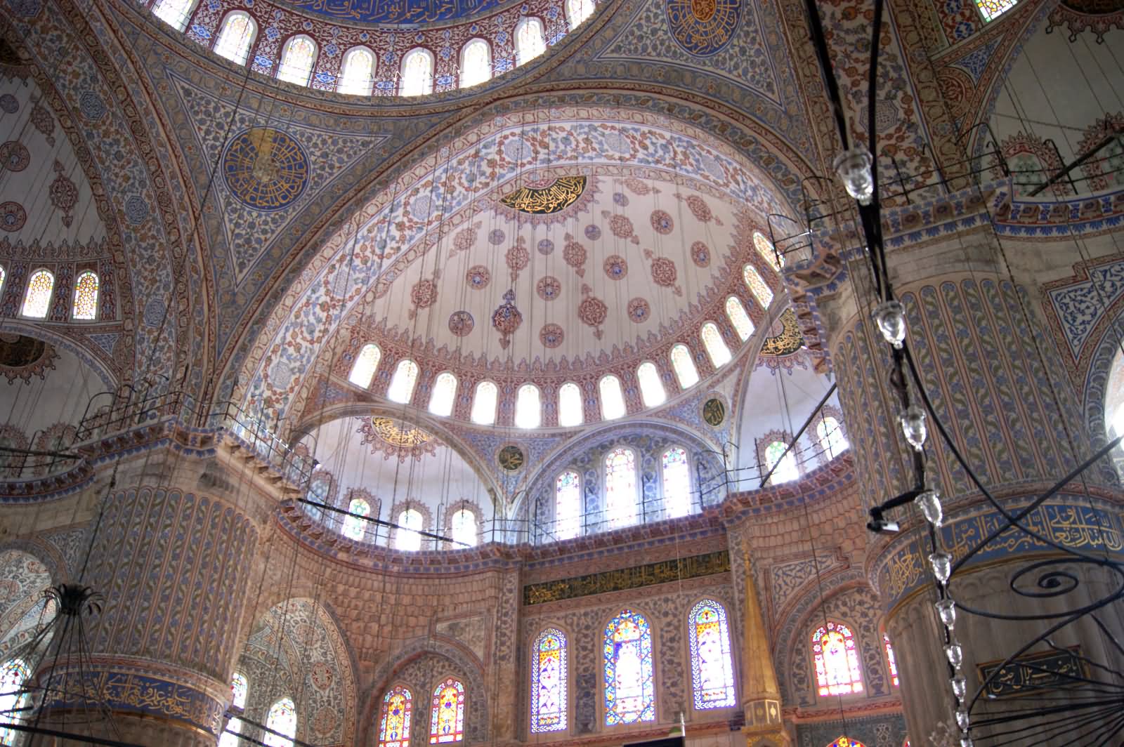 The Domes Inside The Blue Mosque With Colorful Patterns