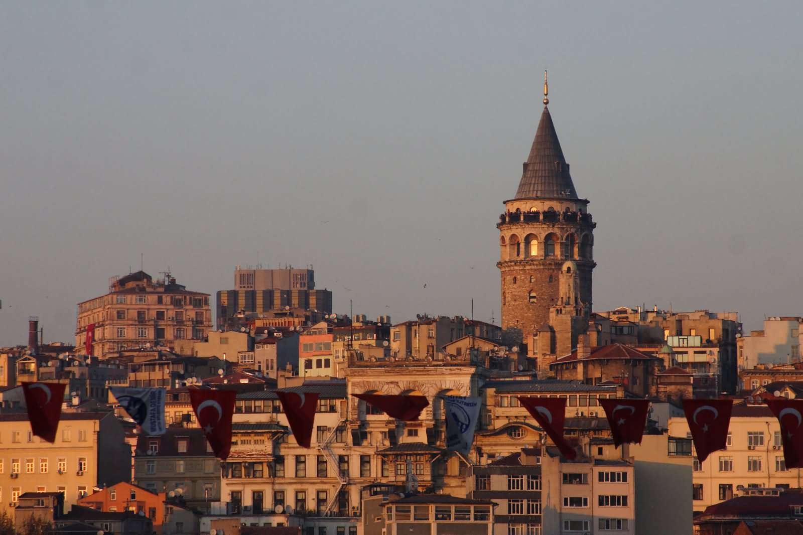 The Galata Tower At Dusk In Istanbul