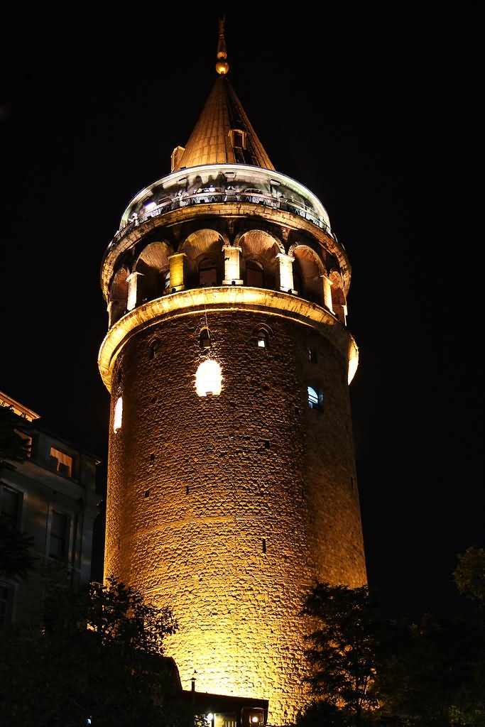 The Galata Tower During Night