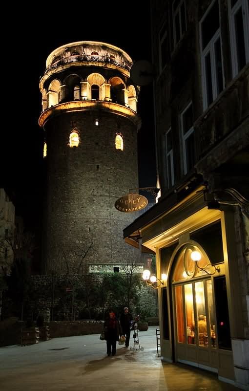 The Galata Tower Night View From Main Street