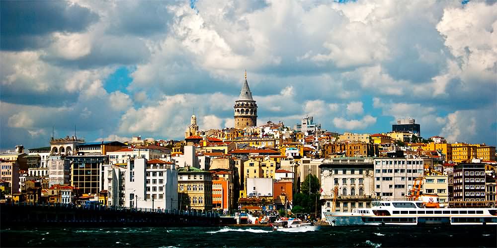 The Galata Tower View From Bosphorus River