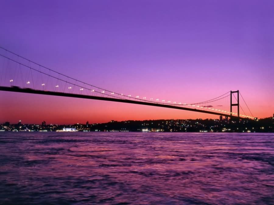 The Graceful Bosphorus Bridge At Sunset