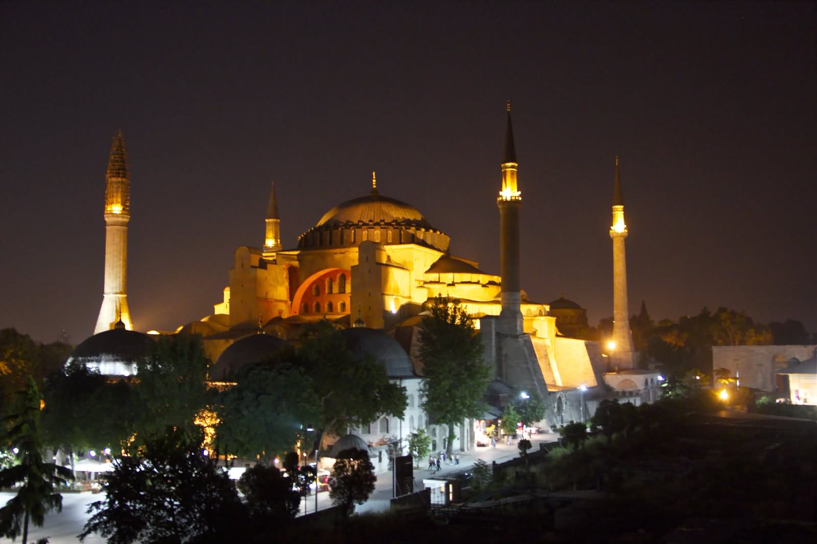 The Hagia Sophia Lit Up at Night