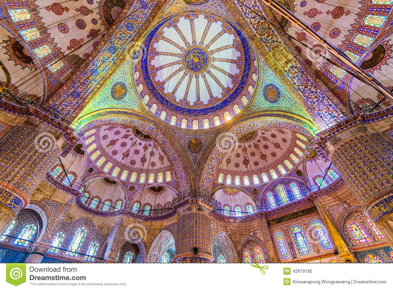 The Interior Of Blue Mosque In Istanbul