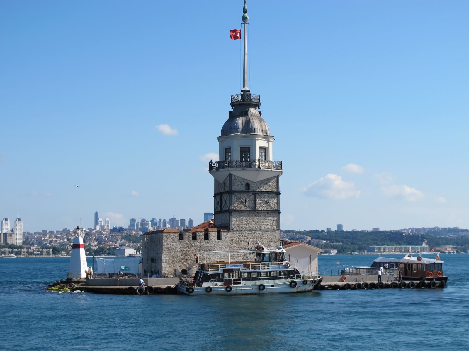 The Maiden's Tower During Sunny Day In Istanbul