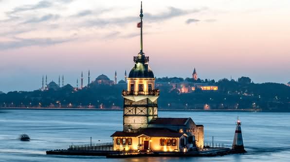 The Maiden's Tower During Sunset Image