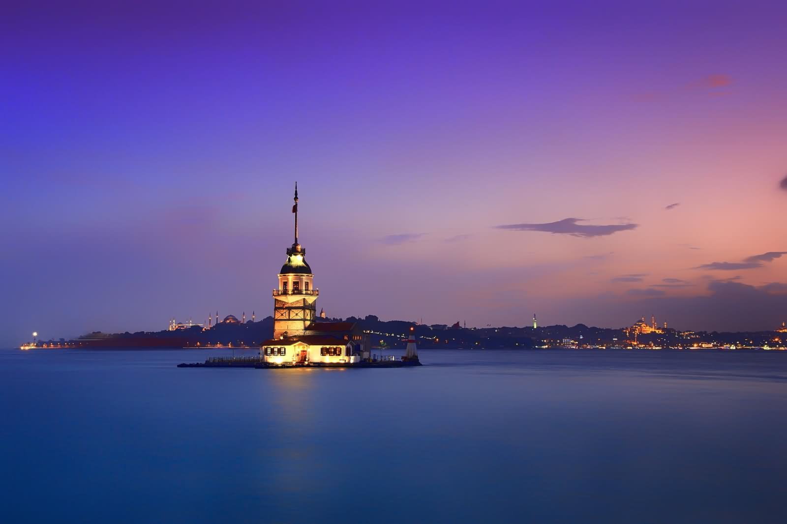 The Maiden's Tower Lit Up At Night