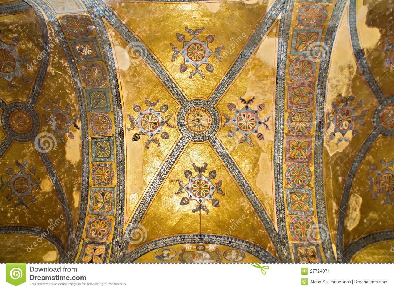 The Mosaic Ceiling Inside The Hagia Sophia Mosque