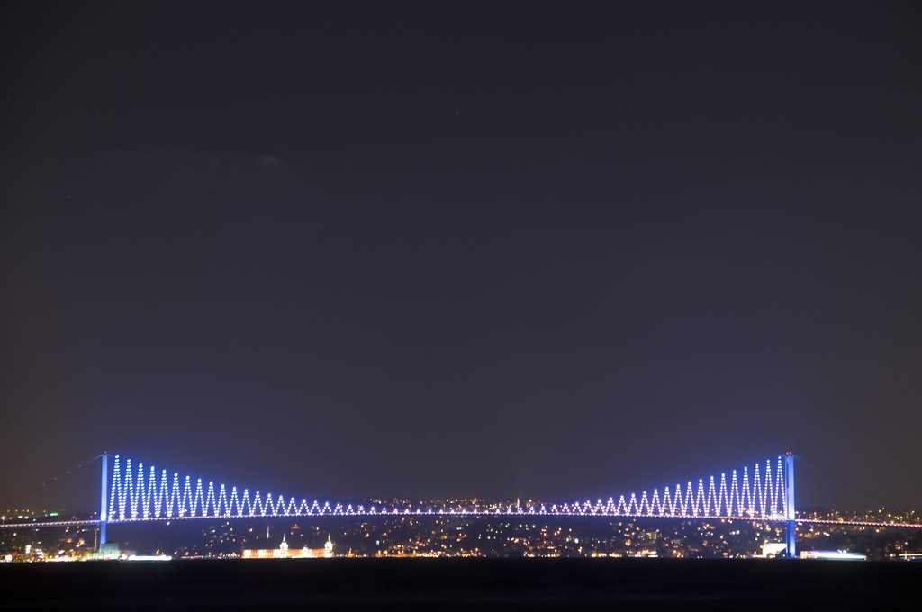 The Night View Of The Bosphorus Bridge In Istanbul