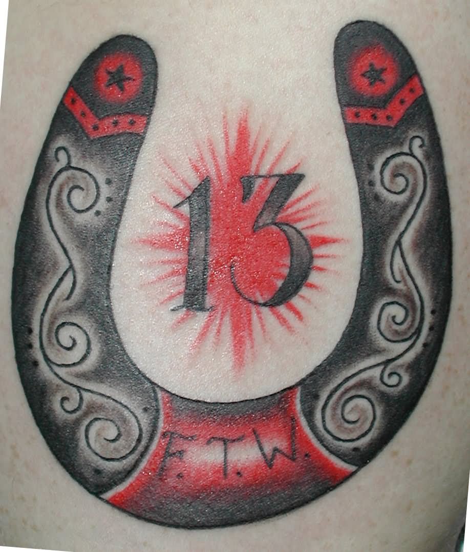 Thirteen Number Horseshoe Tattoos