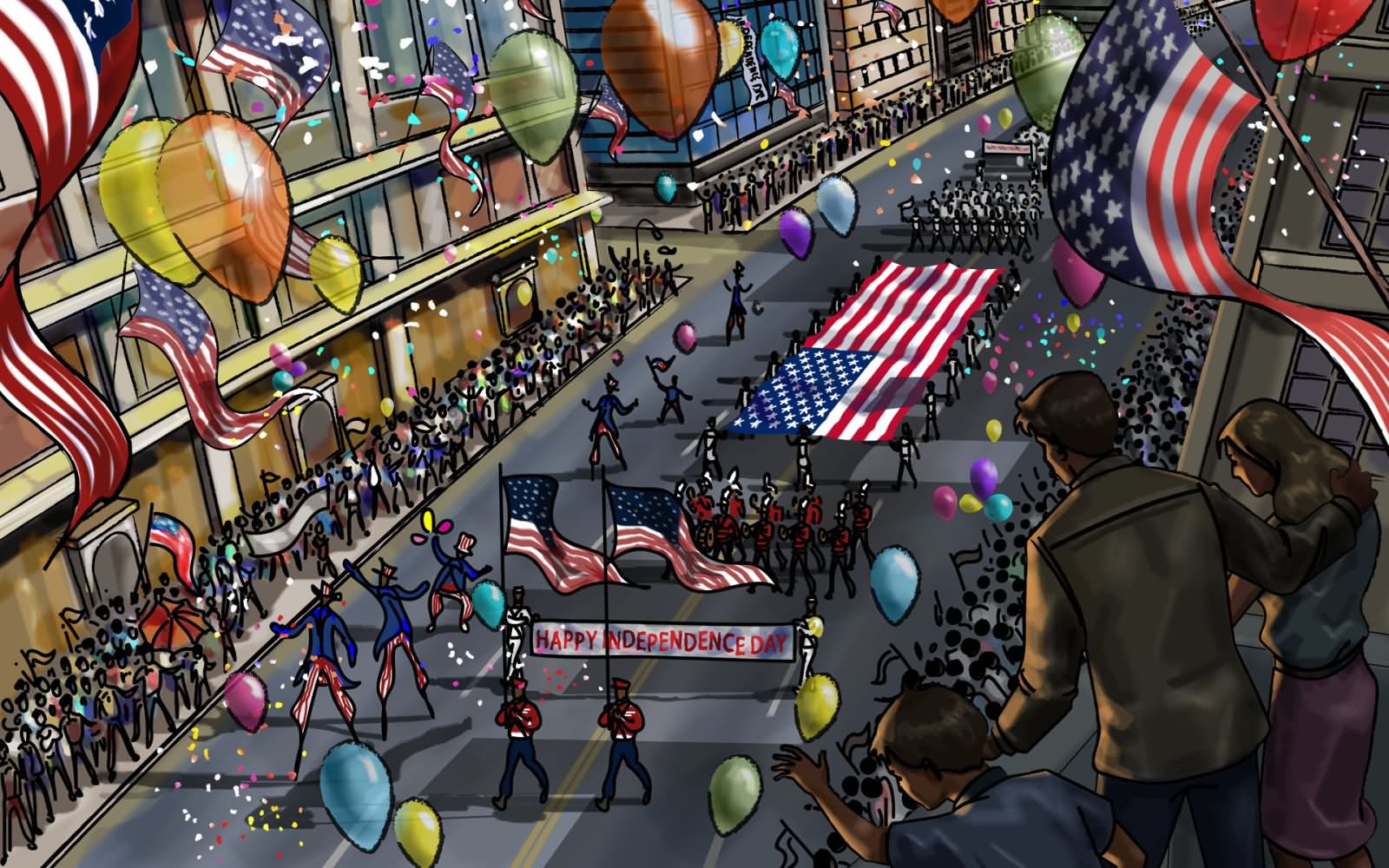 United States of America Independence Day Parade Clipart Picture