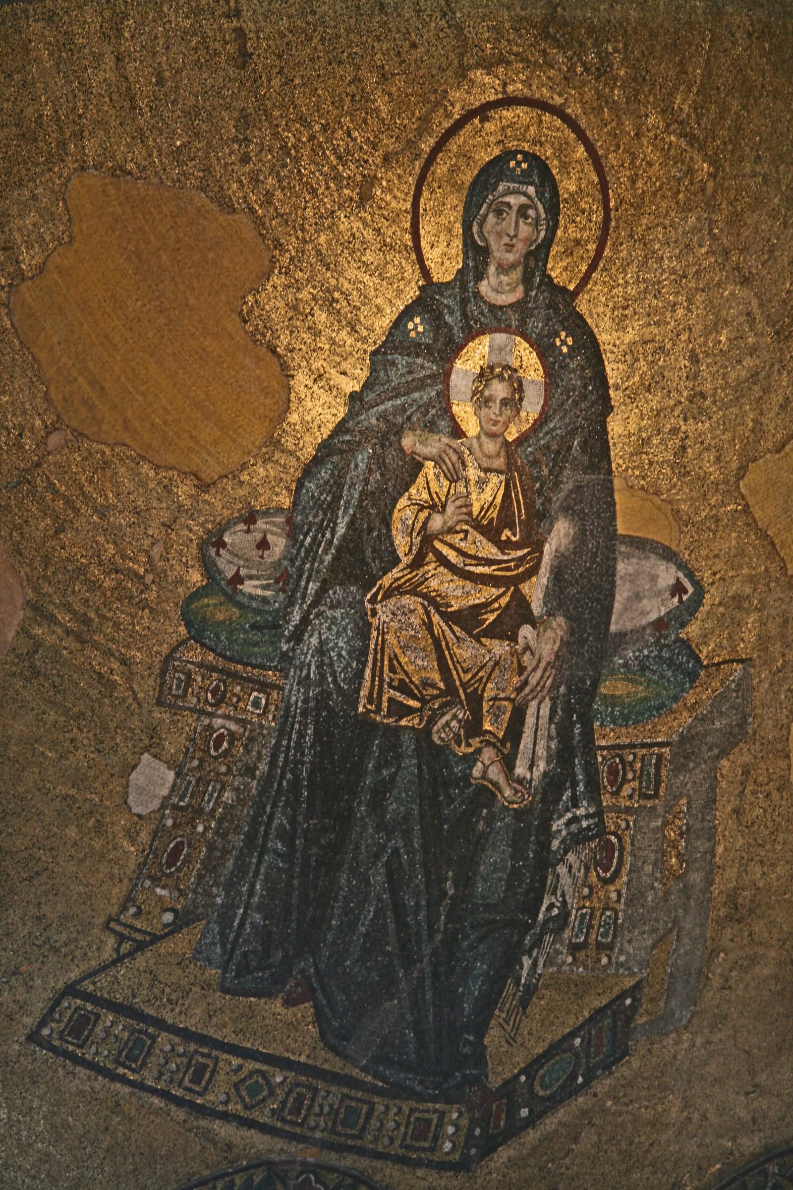 Virgin Mary Mosaic Inside The Hagia Sophia Museum