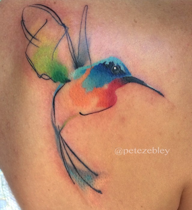 Watercolor Bird Tattoo Design For Back Shoulder