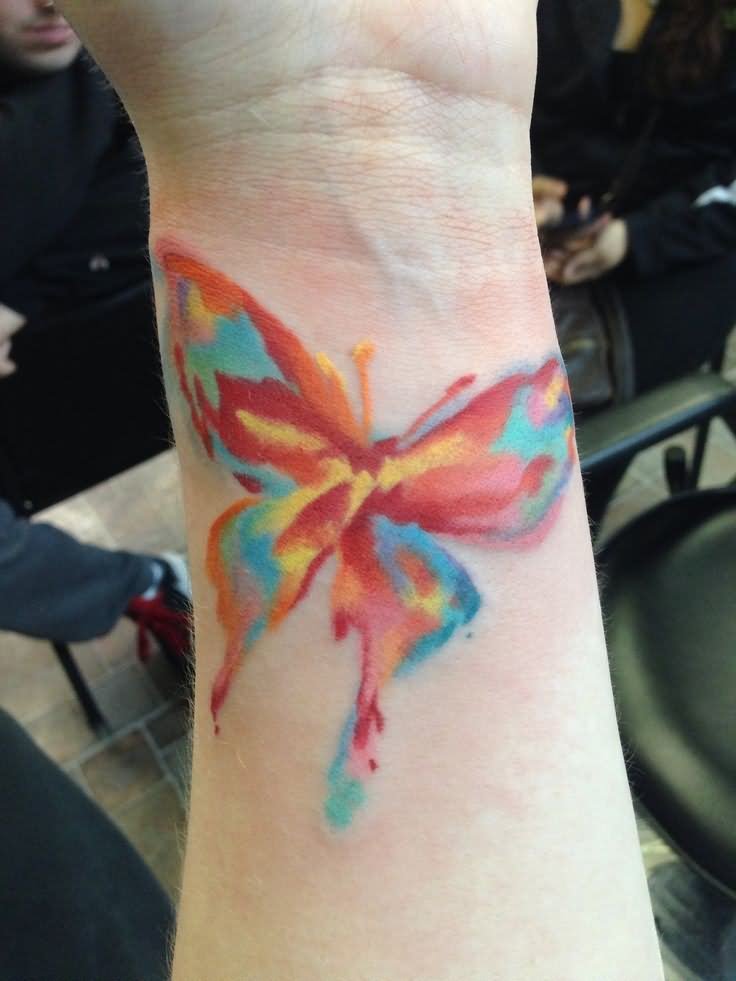 Watercolor Butterfly Tattoo Design For Wrist