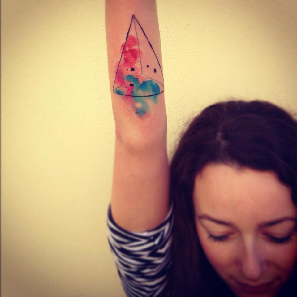 Watercolor Cone Tattoo On Girl Right Sleeve