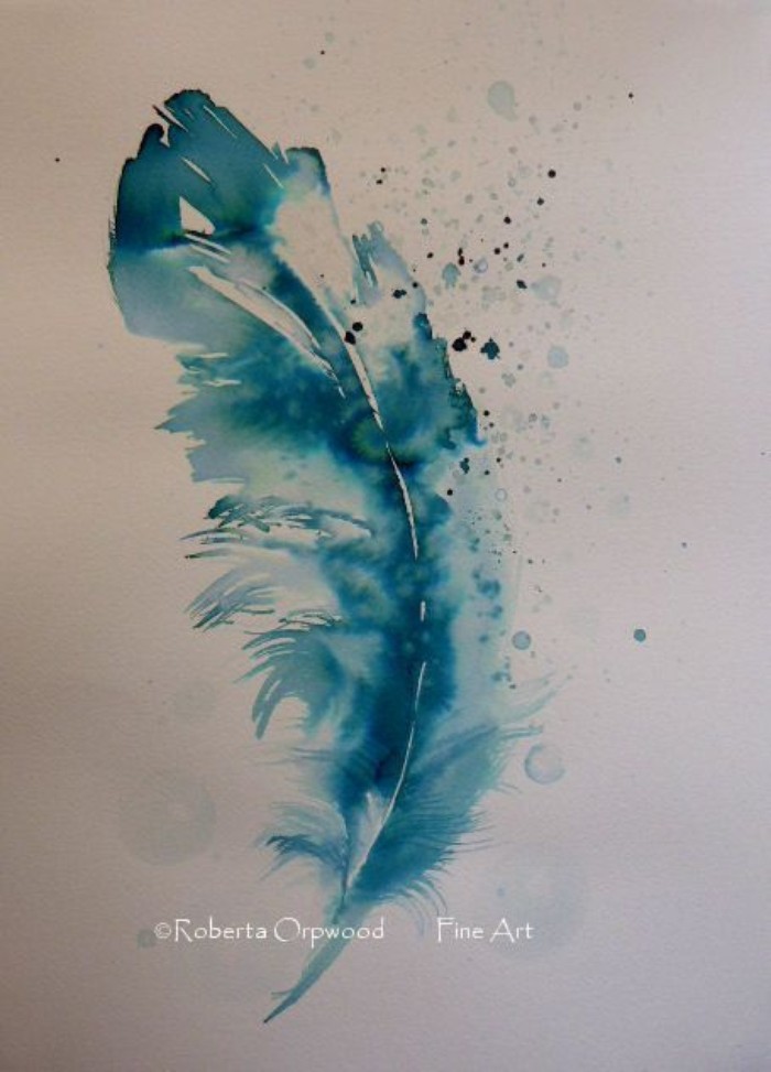Watercolor Feather Tattoo Design By Roberta Orpwood