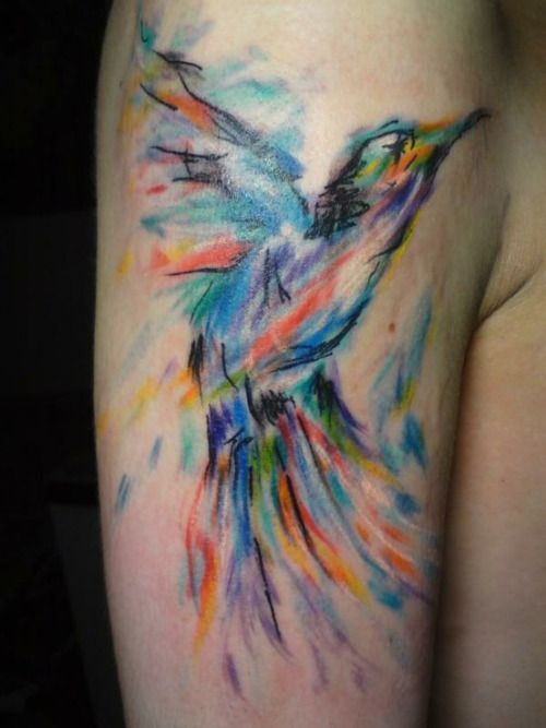 Watercolor Flying Bird Tattoo Design By Aleksandra Katsan